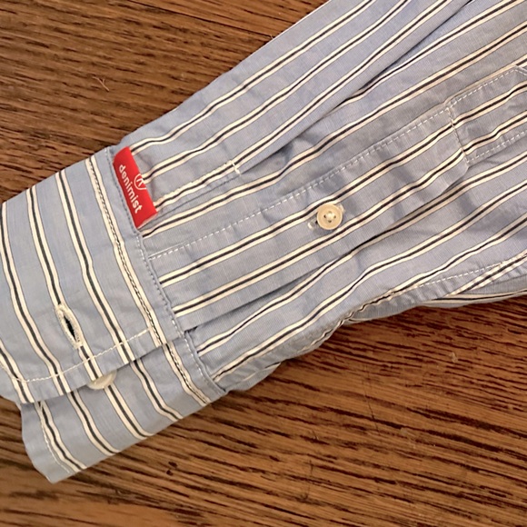 Women's Blue Striped Button Down Shirt by Denimist - Picture 3 of 11